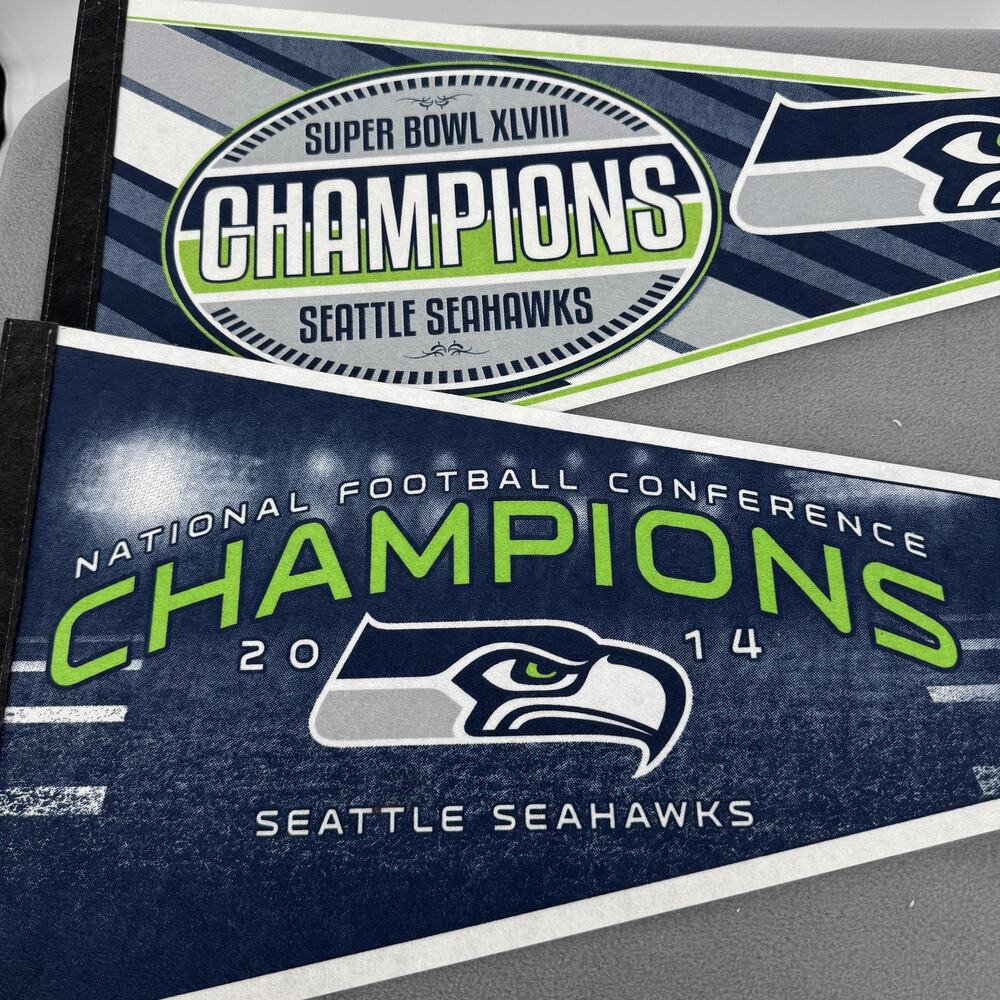 Seattle Seahawks Super Bowl XLVIII Champions Pennant Lot of 2 30 Felt Banners